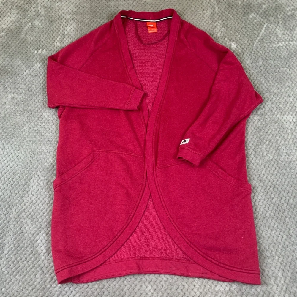 Nike Sportswear Cardigan Mens M Red French Terry Open Front 805523-620